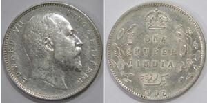 1 Rupee 英属印度 (1858 - 1947) 銀 爱德华七世 (1841-1910)