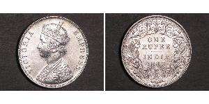 1 Rupee 英属印度 (1858 - 1947) 銀 维多利亚 (英国君主)