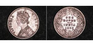 1 Rupee 英属印度 (1858 - 1947) 銀 维多利亚 (英国君主)