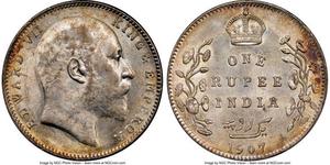 1 Rupee 英属印度 (1858 - 1947) 銀 爱德华七世 (1841-1910)