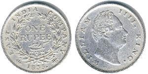 1 Rupee 英属印度 (1858 - 1947) 銀 威廉四世 (英國)