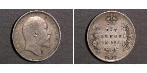 1 Rupee 英属印度 (1858 - 1947) 銀 爱德华七世 (1841-1910)