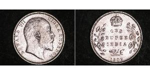 1 Rupee 英属印度 (1858 - 1947) 銀 爱德华七世 (1841-1910)