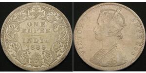 1 Rupee 英属印度 (1858 - 1947) 銀 维多利亚 (英国君主)