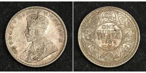 1 Rupee 英属印度 (1858 - 1947) 銀 乔治五世  (1865-1936)