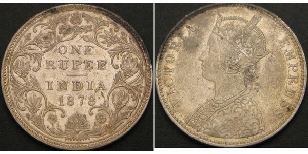 1 Rupee 英属印度 (1858 - 1947) 銀 维多利亚 (英国君主)