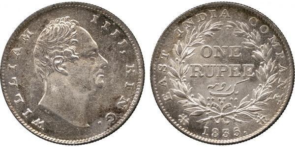 1 Rupee 英属印度 (1858 - 1947) 銀 威廉四世 (英國)