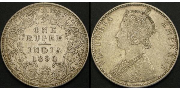 1 Rupee 英属印度 (1858 - 1947) 銀 维多利亚 (英国君主)