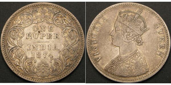 1 Rupee 英属印度 (1858 - 1947) 銀 维多利亚 (英国君主)