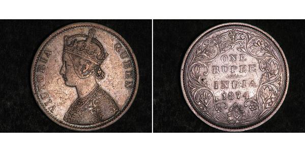 1 Rupee 英属印度 (1858 - 1947) 銀 维多利亚 (英国君主)