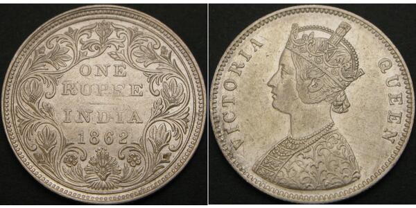 1 Rupee 英属印度 (1858 - 1947) 銀 维多利亚 (英国君主)