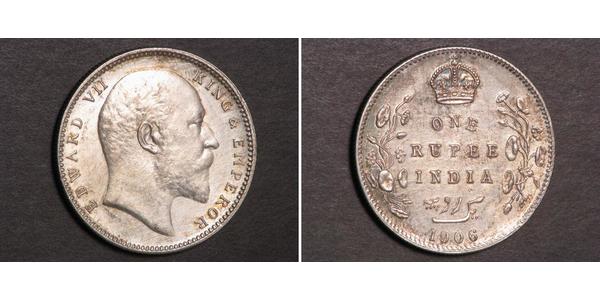 1 Rupee 英属印度 (1858 - 1947) 銀 爱德华七世 (1841-1910)