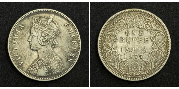 1 Rupee 英属印度 (1858 - 1947) 銀 维多利亚 (英国君主)