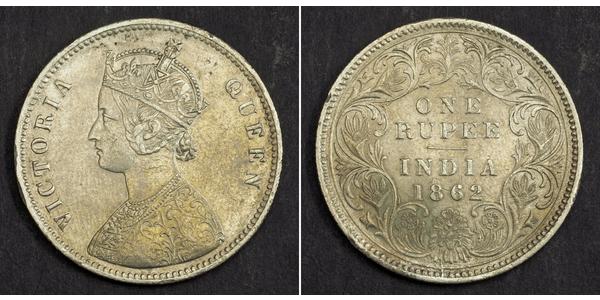 1 Rupee 英属印度 (1858 - 1947) 銀 维多利亚 (英国君主)