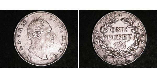 1 Rupee 英属印度 (1858 - 1947) 銀 威廉四世 (英國)