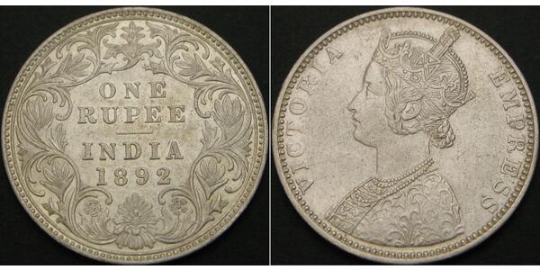 1 Rupee 英属印度 (1858 - 1947) 銀 维多利亚 (英国君主)