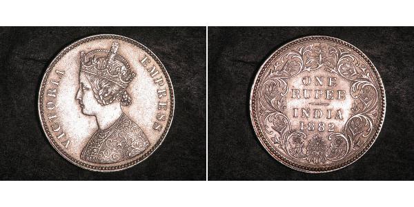1 Rupee 英属印度 (1858 - 1947) 銀 维多利亚 (英国君主)