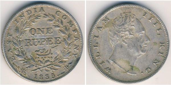 1 Rupee 英属印度 (1858 - 1947) 銀 威廉四世 (英國)