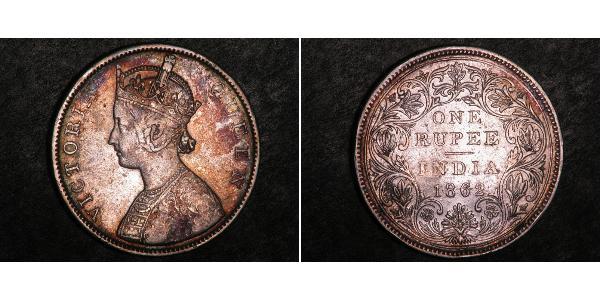1 Rupee 英属印度 (1858 - 1947) 銀 维多利亚 (英国君主)