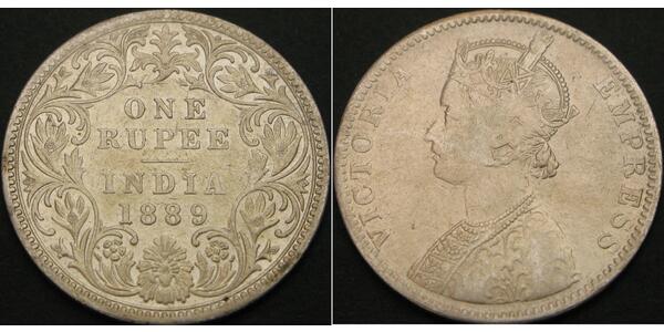 1 Rupee 英属印度 (1858 - 1947) 銀 维多利亚 (英国君主)