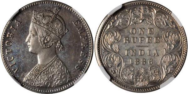 1 Rupee 英属印度 (1858 - 1947) 銀 维多利亚 (英国君主)