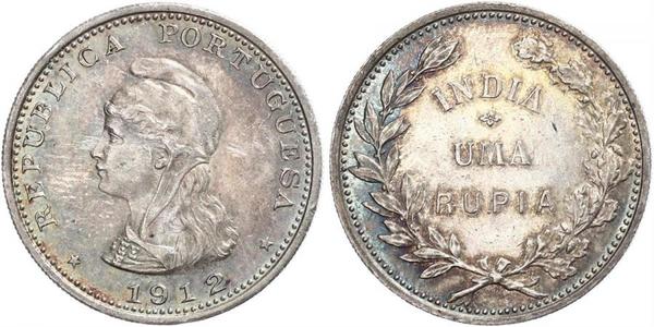 1 Rupee 葡屬印度 (1505 - 1961) 銀 