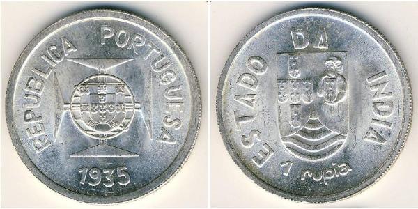 1 Rupee 葡屬印度 (1505 - 1961) 銀 