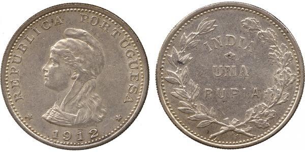 1 Rupee 葡屬印度 (1505 - 1961) 銀 