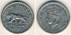 1 Rupee 英属印度 (1858 - 1947) 镍 乔治六世 (1895-1952)