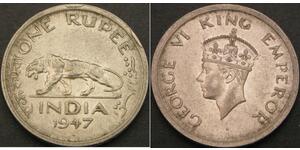 1 Rupee 英属印度 (1858 - 1947) 镍 乔治六世 (1895-1952)