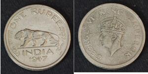 1 Rupee 英属印度 (1858 - 1947) 镍 乔治六世 (1895-1952)