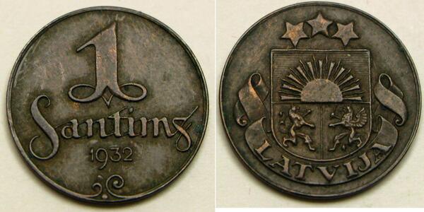 1 Santims Letlönj Bronze 