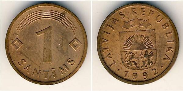 1 Santims Letonia (1991 - ) Níquel/Acero 