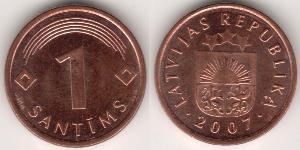 1 Santims Latvia (1991 - ) Steel/Nickel 