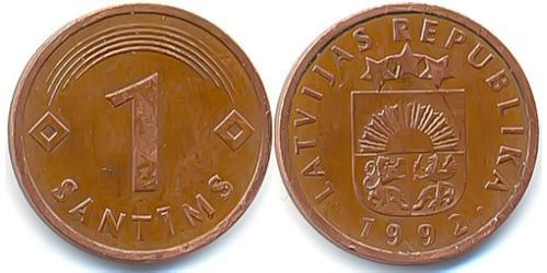 1 Santims Latvia (1991 - ) Steel/Nickel 