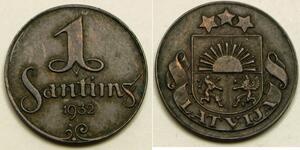 1 Santims Латвія Бронза 