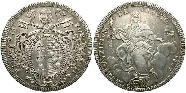 1 Scudo États pontificaux (752-1870) Argent Pie VII (1742 -1823)