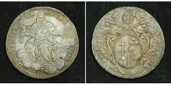 1 Scudo Stato Pontificio (752-1870) Argento Papa Pio VII  (1742 -1823)