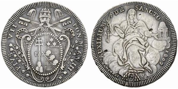 1 Scudo Kirchenstaat (752-1870) Silber Pius VII (1742 -1823)