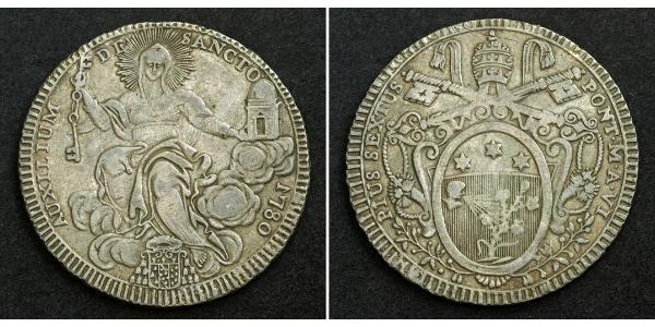 1 Scudo Vatican Silver Pope Pius VI ( 1717-1799)