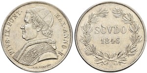 1 Scudo Papal States (752-1870)  Pope Pius IX (1792- 1878)