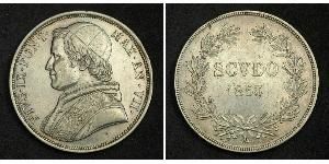 1 Scudo Papal States (752-1870)  Pope Pius IX (1792- 1878)