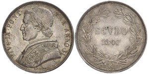 1 Scudo Papal States (752-1870)  Pope Pius IX (1792- 1878)