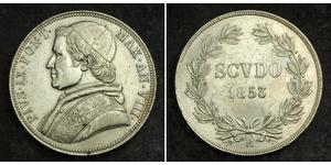 1 Scudo Papal States (752-1870)  Pope Pius IX (1792- 1878)