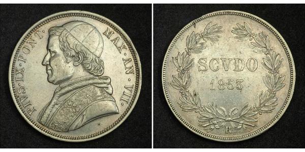 1 Scudo Papal States (752-1870)  Pope Pius IX (1792- 1878)