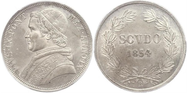 1 Scudo Papal States (752-1870)  Pope Pius IX (1792- 1878)