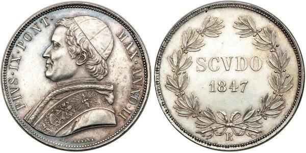 1 Scudo Papal States (752-1870)  Pope Pius IX (1792- 1878)