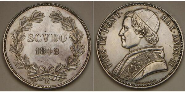 1 Scudo Papal States (752-1870)  Pope Pius IX (1792- 1878)