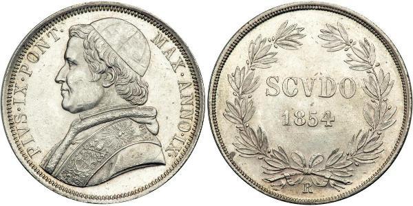 1 Scudo Papal States (752-1870)  Pope Pius IX (1792- 1878)