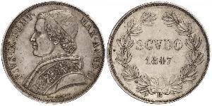 1 Scudo États pontificaux (752-1870)  Pie IX (1792- 1878)